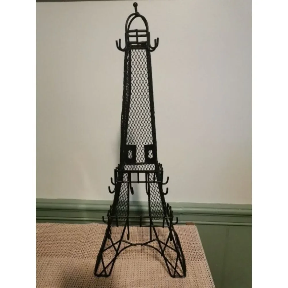 Paris Eiffel Tower Black Wire/Metal‎ Wall-Mountainbal Jewelry Organizer